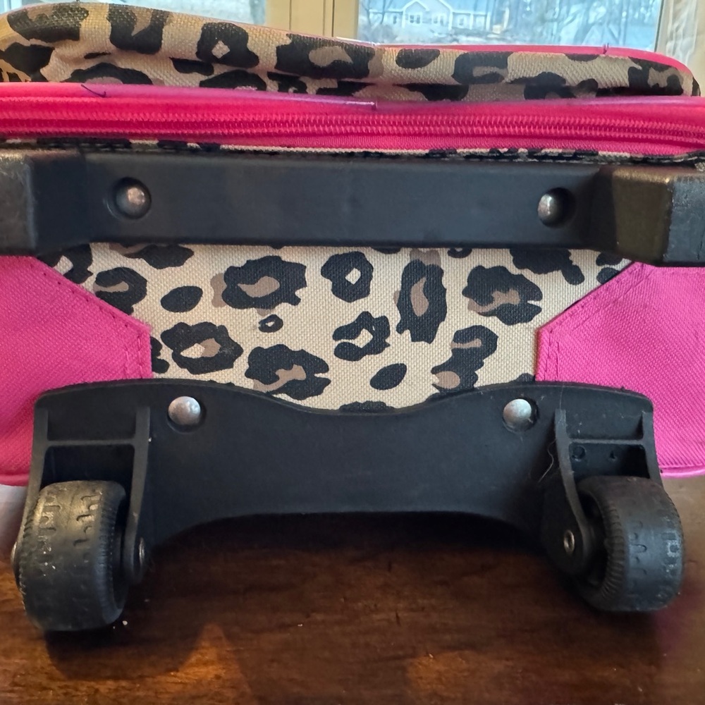 Lily’s Kids Pink Leopard Print Rolling Backpack- 16 x 12 - Picture 12 of 16